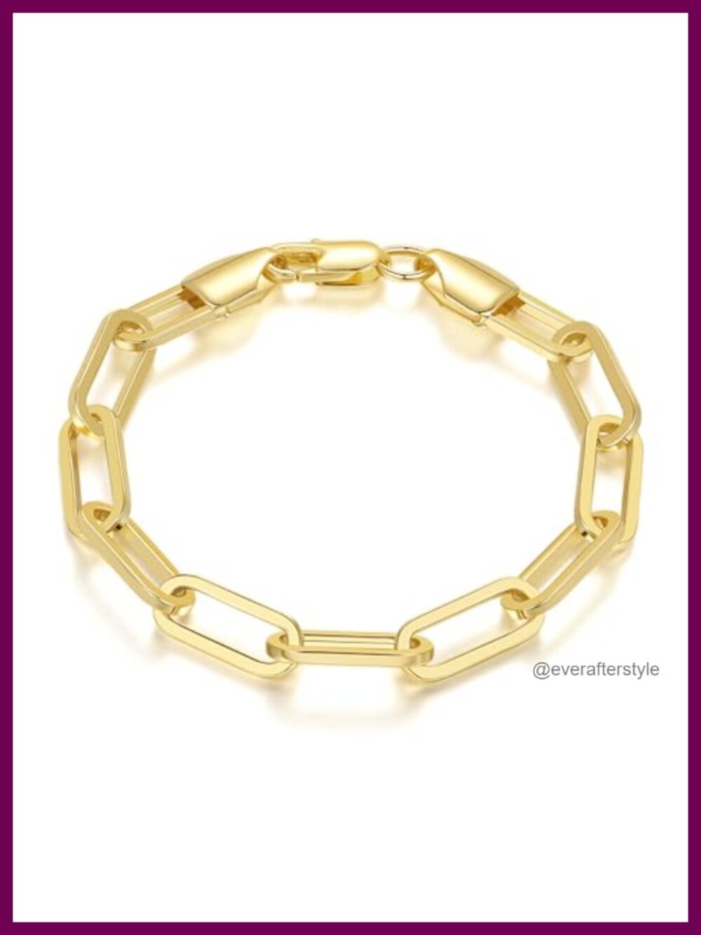 14k gold plated Paperclip Chain Bracelet 7mm Wide Unisex